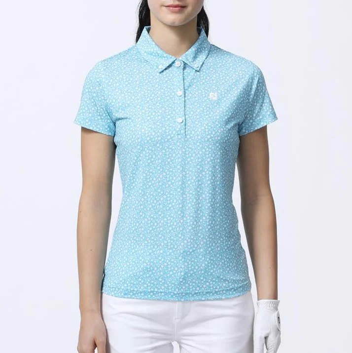 Áo golf nữ tay ngắn WOMEN'S TOSSED TULIPS SHIRT 80548 MAUI BLUE/WHITE | FootJoy