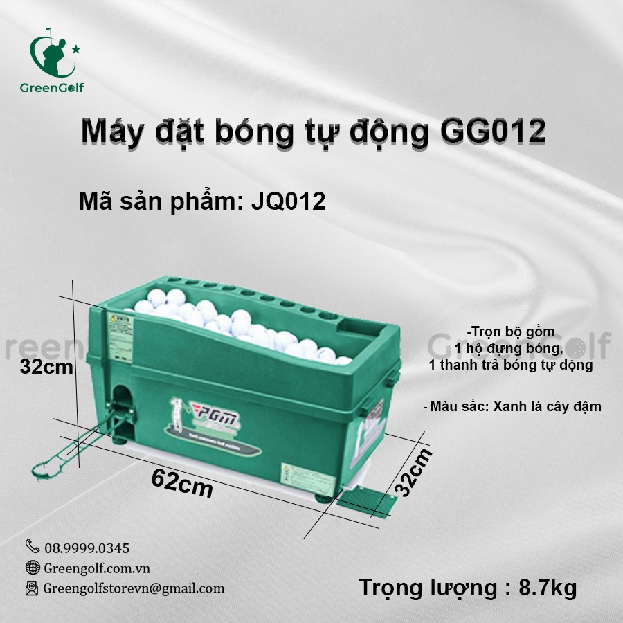 Combo Khung Tập Golf 3x3x3 +  Máy Nhả Bóng Tự Động + Thảm Swing 1.5x1.5 +  Thảm Cỏ Nhân Tạo 3x3m + Khay Nhựa + Giỏ Chip Xanh + 25 Bóng Mới - CBKL12.6