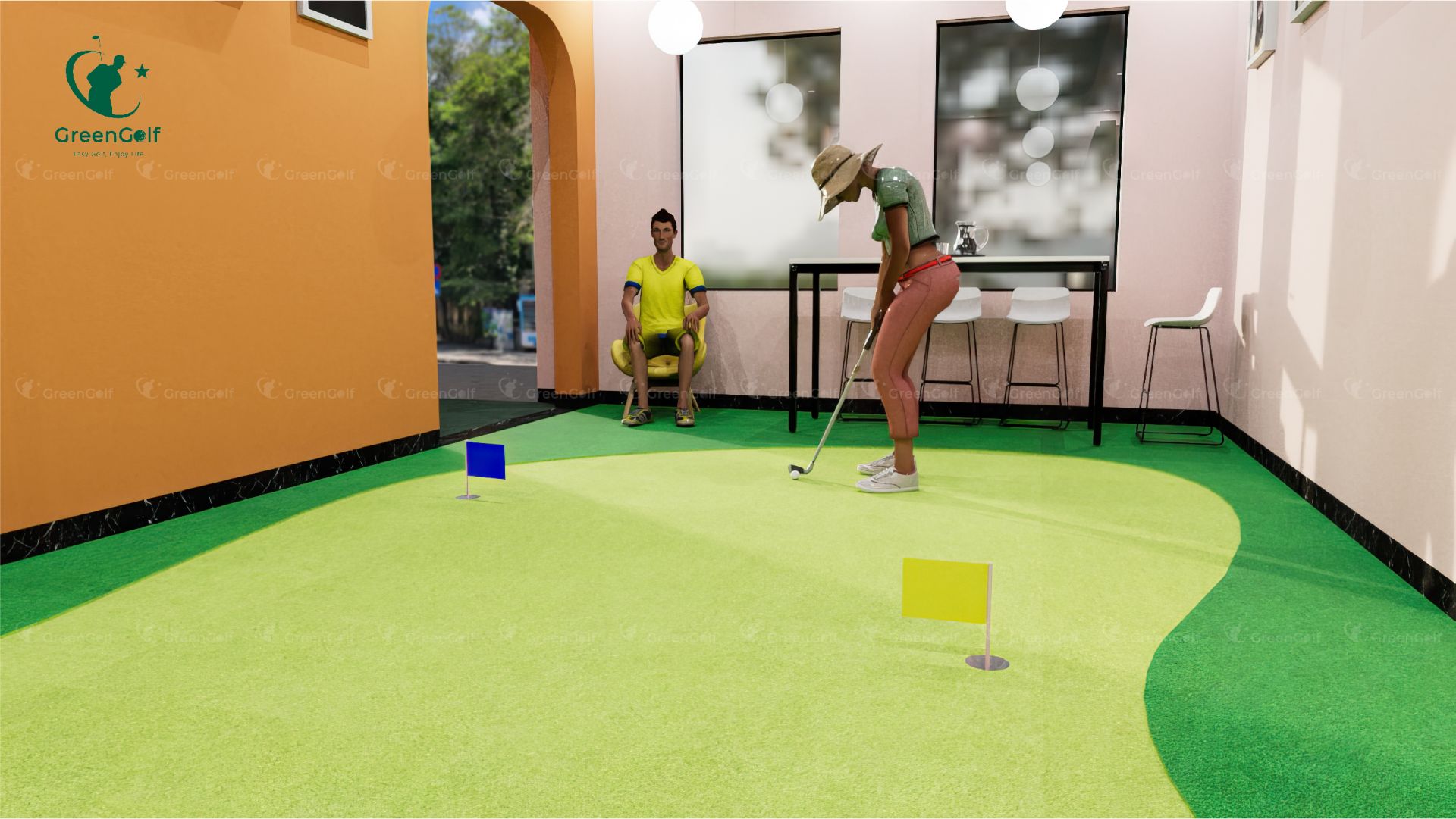 Thiết kế sân golf mini ngay tại quán coffee - TVTK3