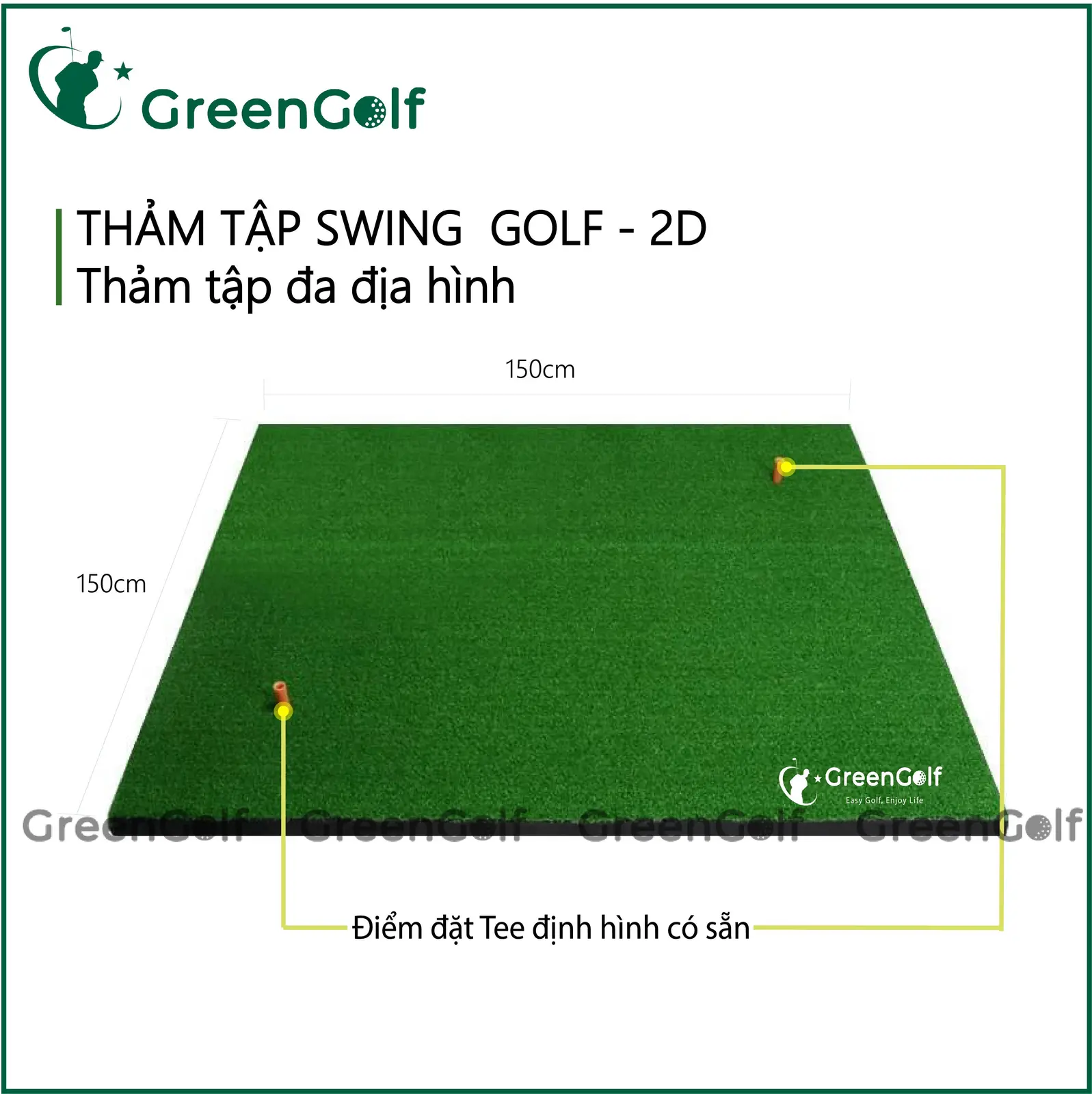 Thảm Tập Swing Golf 2D 1,5 x 1,5M - TTS1515