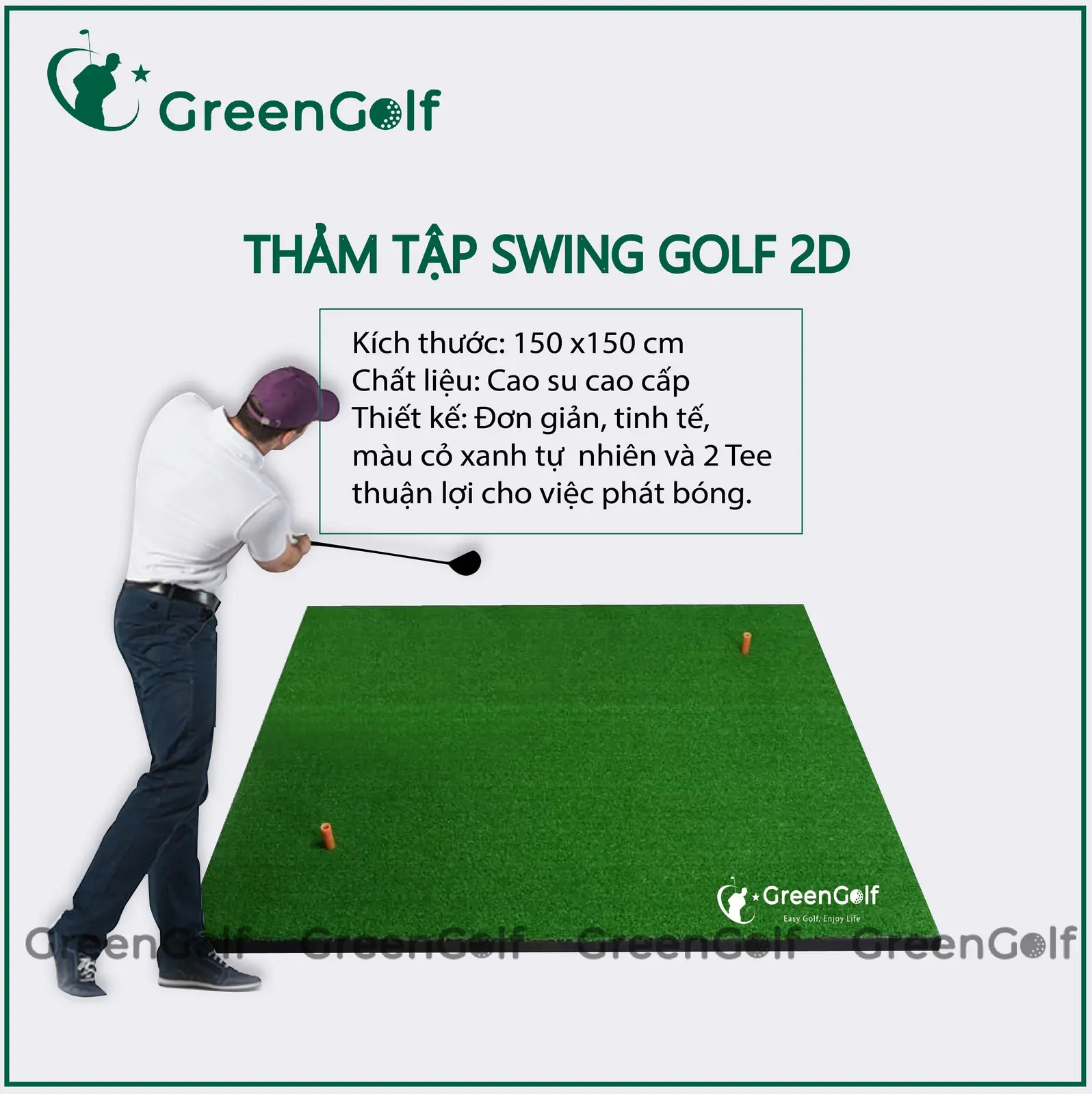 Thảm Tập Swing Golf 2D 1,5 x 1,5M - TTS1515