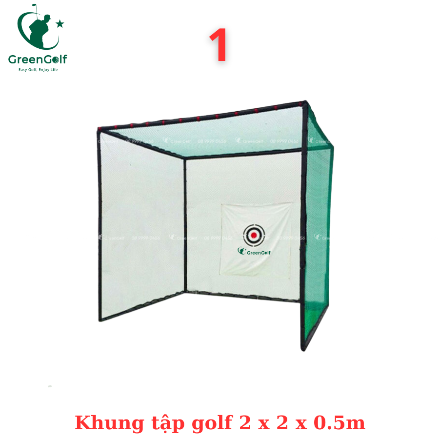 Combo khung tập golf 2x2x0.5m + thảm swing 1.2 x1.2 + thảm put nhựa + khay nhựa + 25 bóng - CBKL5