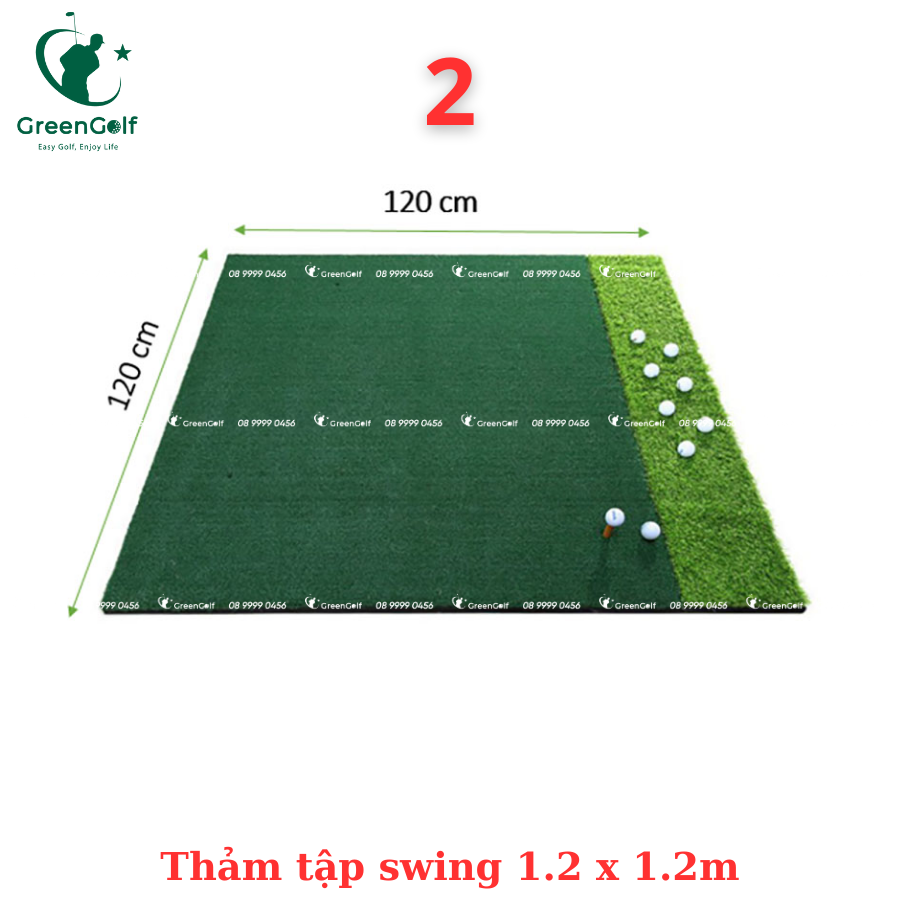 Combo khung tập golf 2x2x0.5m + thảm swing 1.2 x1.2 + thảm put nhựa + khay nhựa + 25 bóng - CBKL5